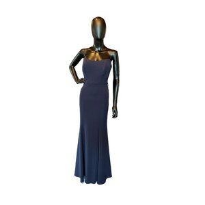 Watters Navy Ballad Crepe Strapless Bridesmaid